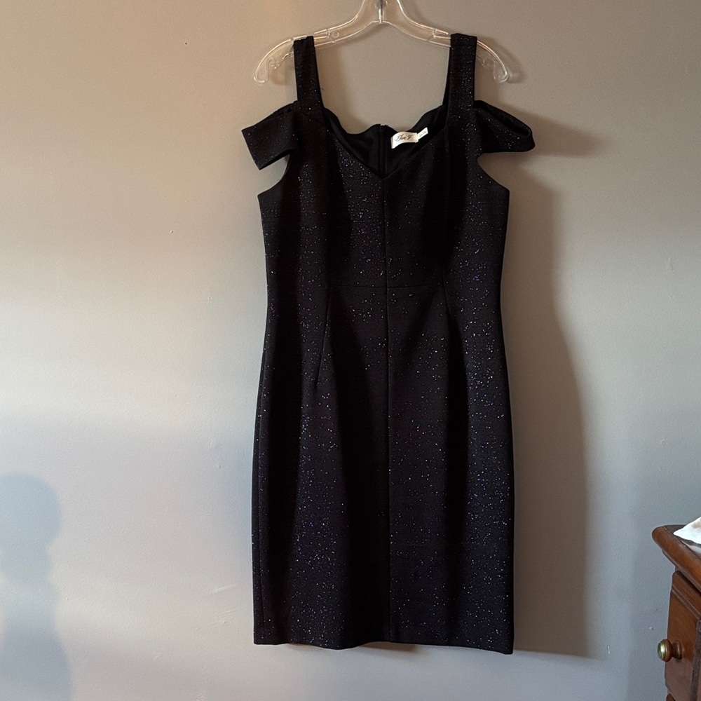 Eliza J Black Strapless Glitter Dress